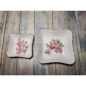 2 Bavaria Schumann Arzberg German Wild Rose Trinket/Candy/Nut Bowls 5 In /3.5 In